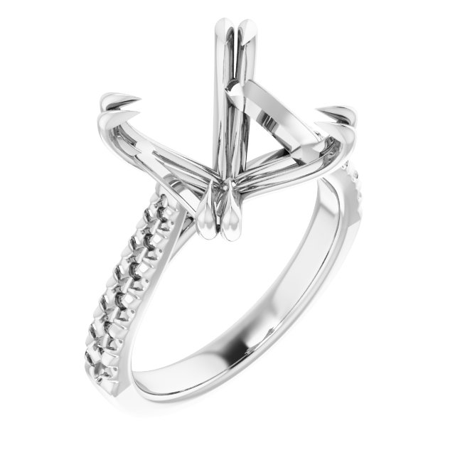 Double Claw-Prong Accented Engagement Ring