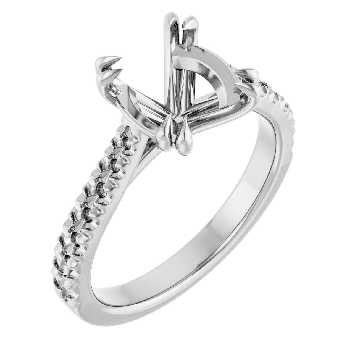 Double Claw-Prong Accented Engagement Ring