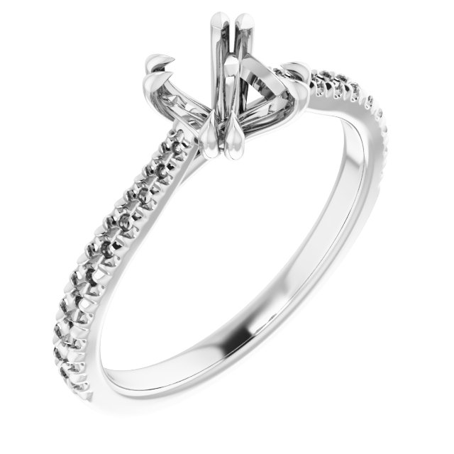 Double Claw-Prong Accented Engagement Ring