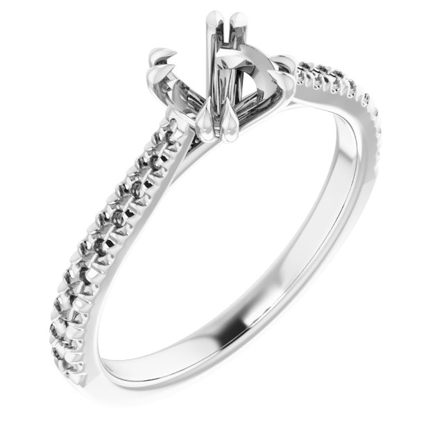 Double Claw-Prong Accented Engagement Ring