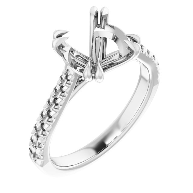 Double Claw-Prong Accented Engagement Ring