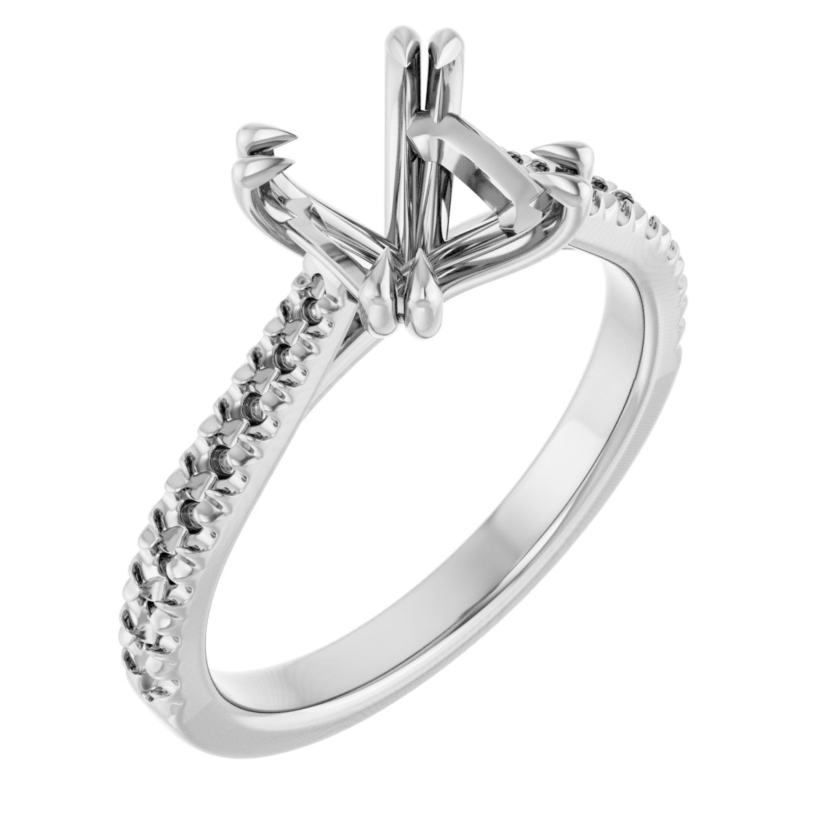 Double Claw-Prong Accented Engagement Ring