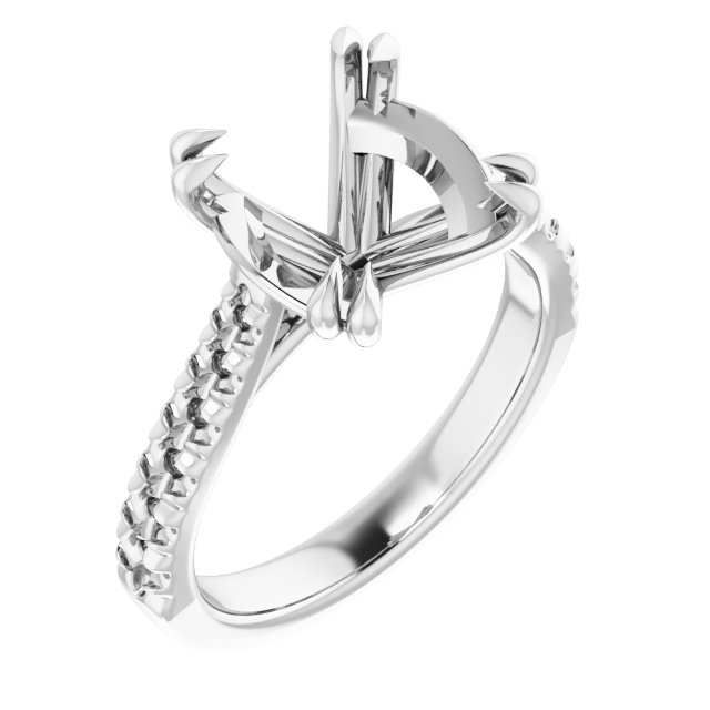 Double Claw-Prong Accented Engagement Ring
