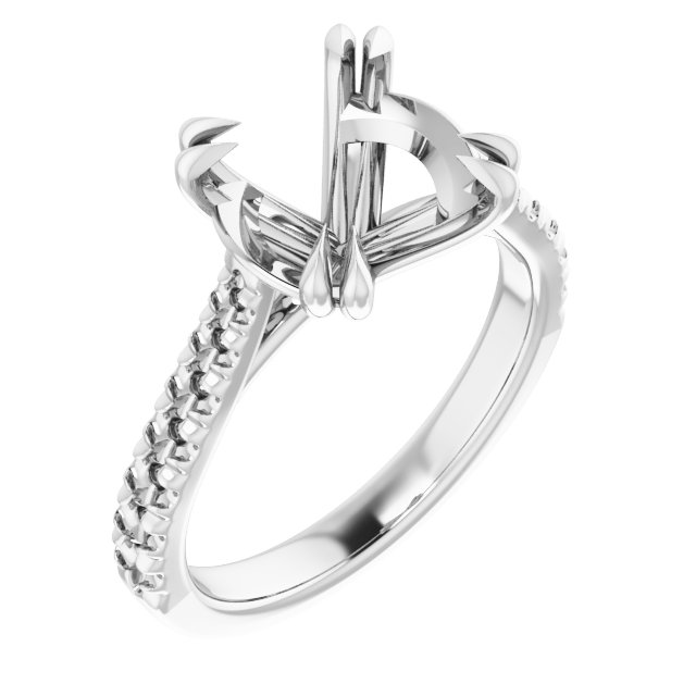 Double Claw-Prong Accented Engagement Ring