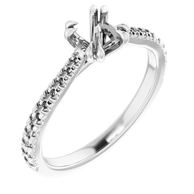 Double Claw-Prong Accented Engagement Ring