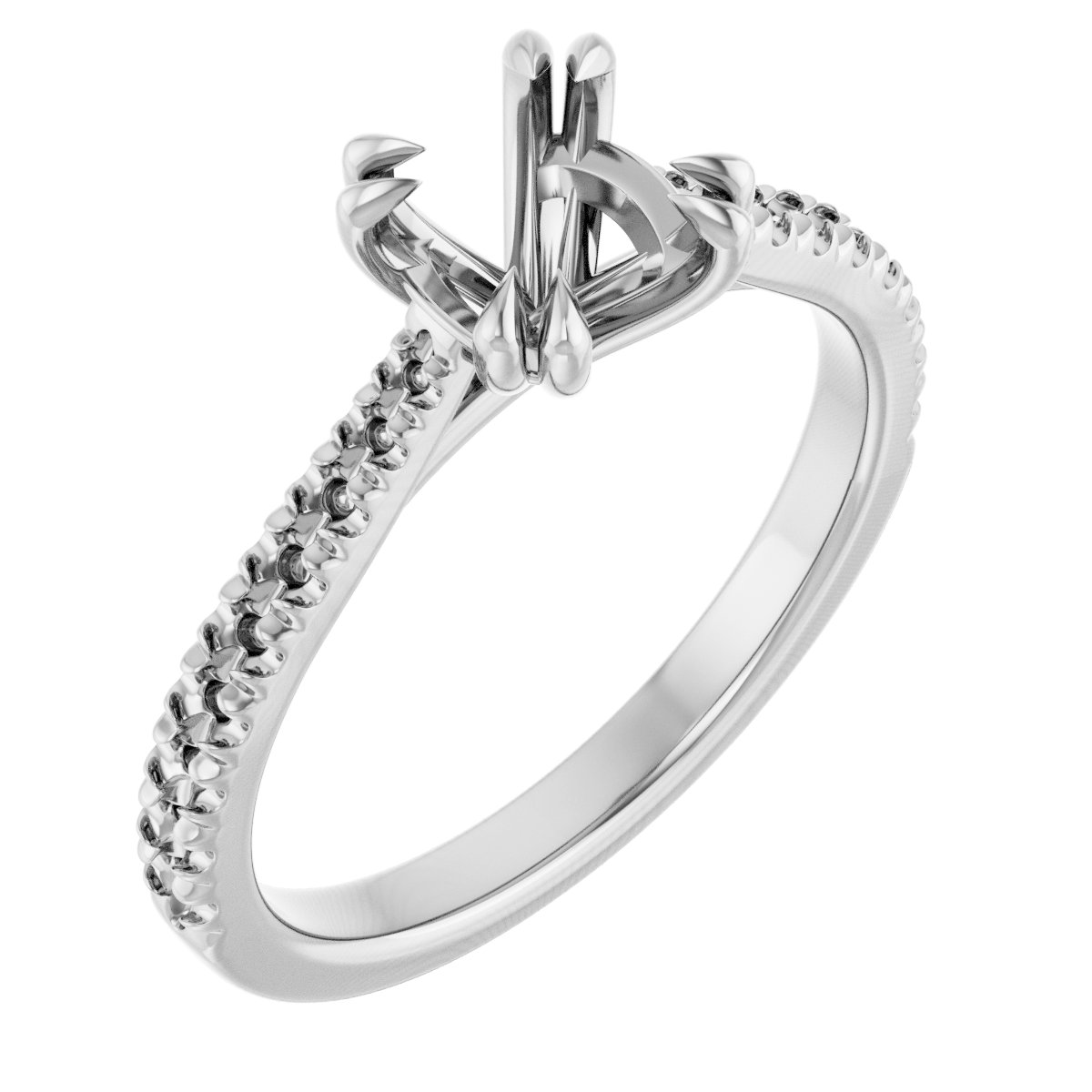 Double Claw-Prong Accented Engagement Ring