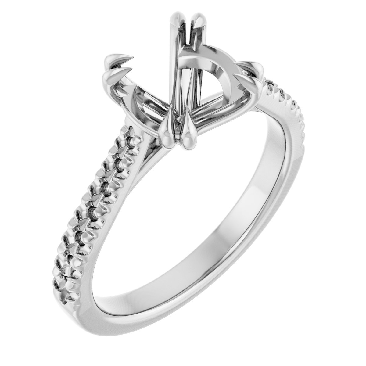 Double Claw-Prong Accented Engagement Ring
