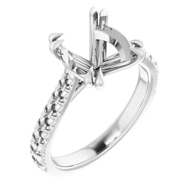 Double Claw-Prong Accented Engagement Ring