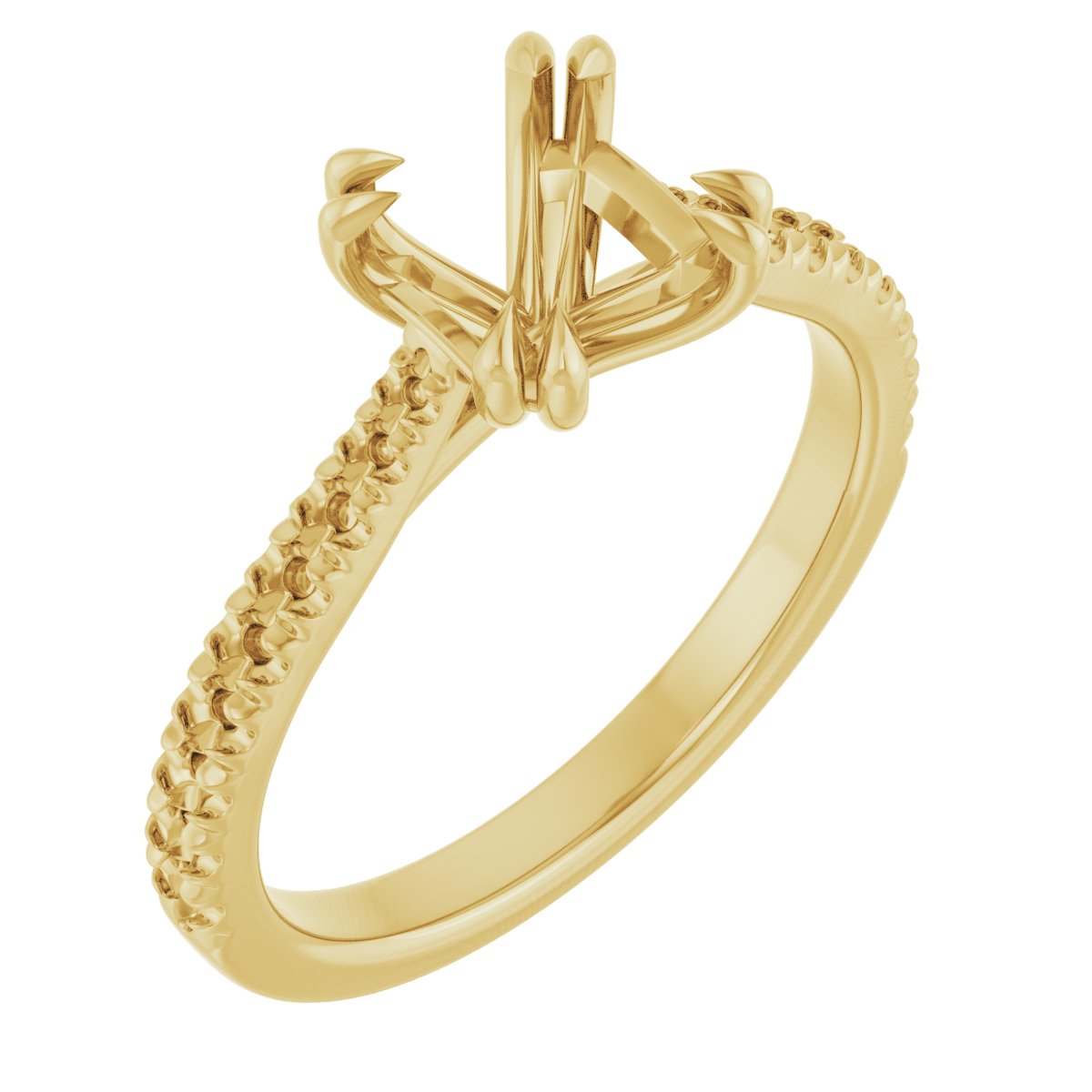 Double Claw-Prong Accented Engagement Ring