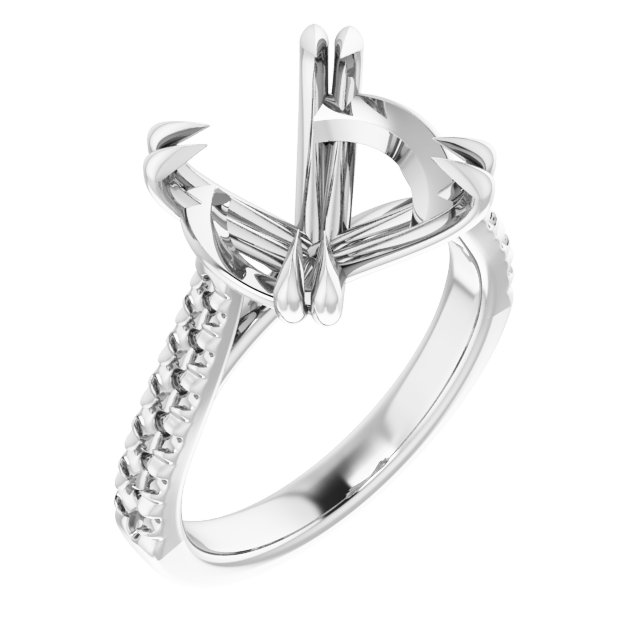 Double Claw-Prong Accented Engagement Ring