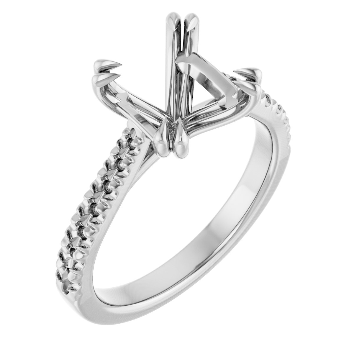 Double Claw-Prong Accented Engagement Ring