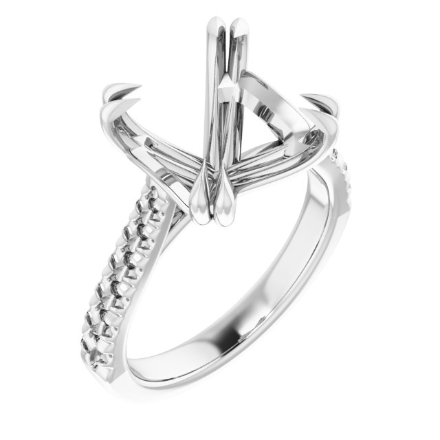 Double Claw-Prong Accented Engagement Ring