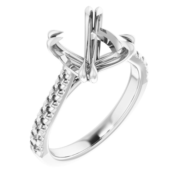 Double Claw-Prong Accented Engagement Ring