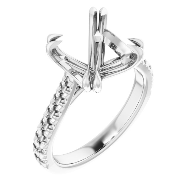 Double Claw-Prong Accented Engagement Ring