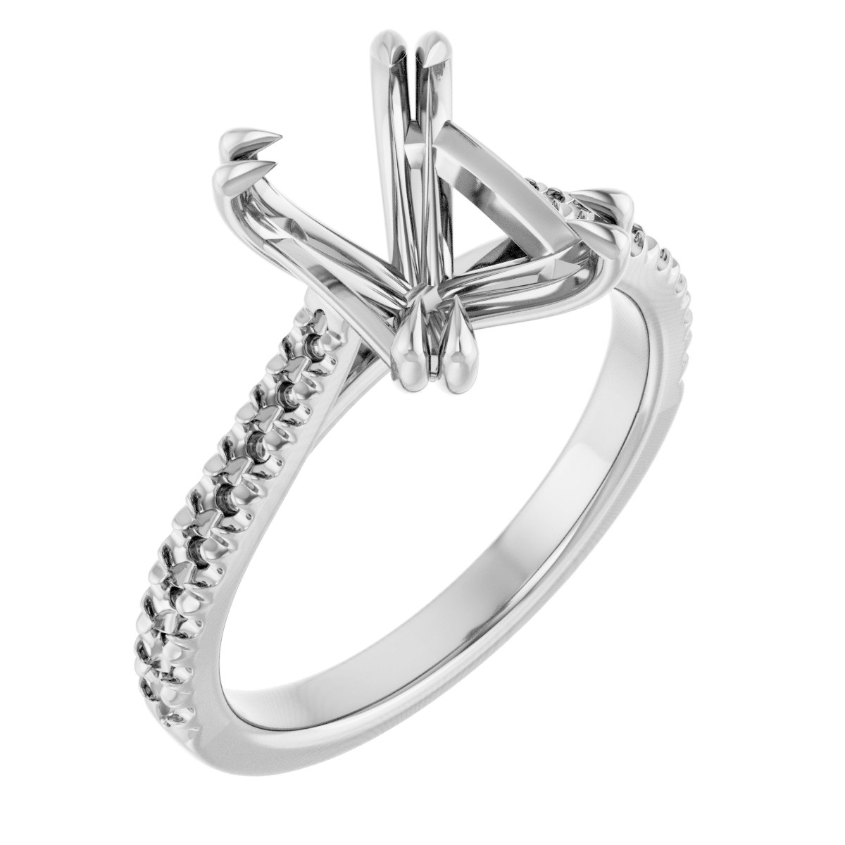 Double Claw-Prong Accented Engagement Ring