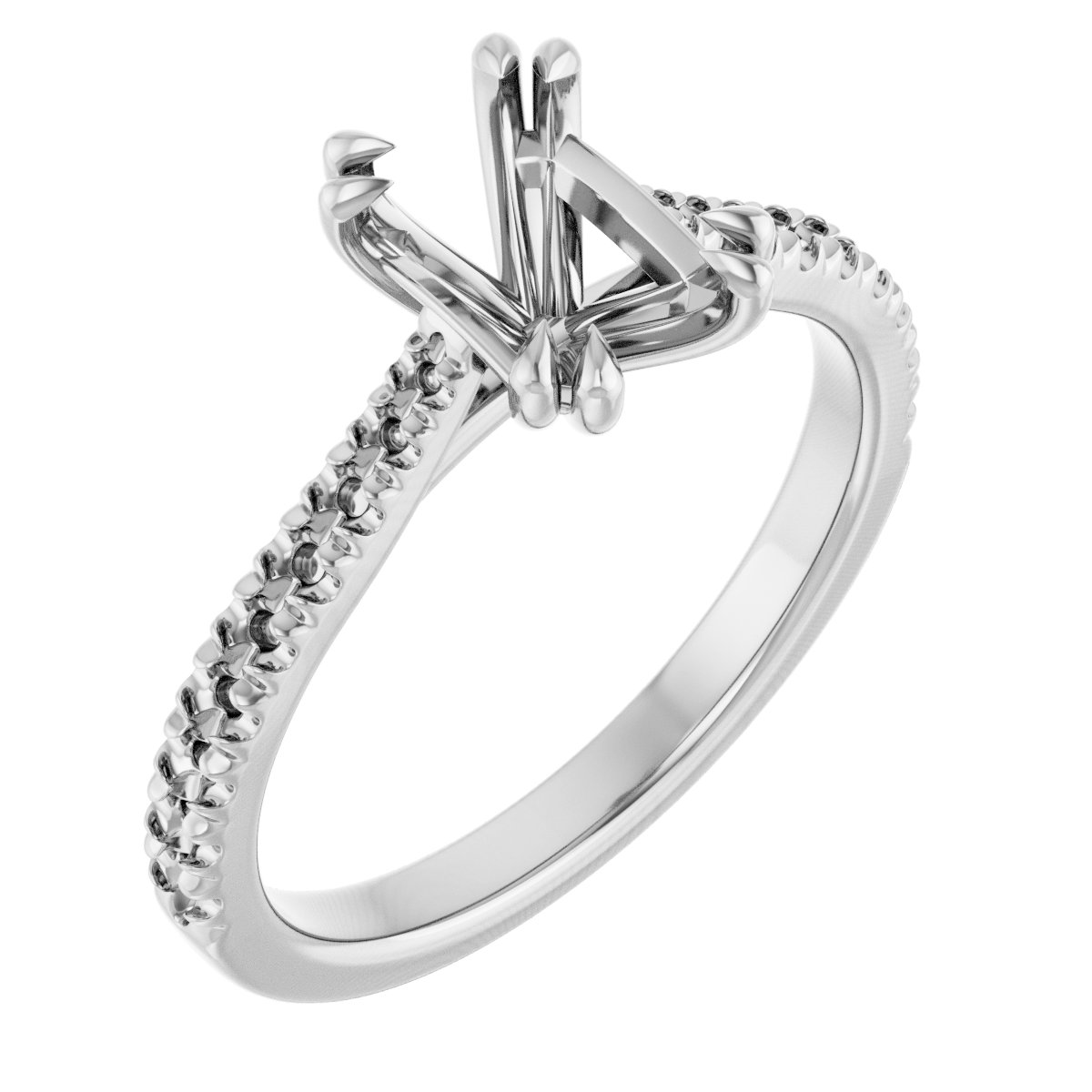 Double Claw-Prong Accented Engagement Ring
