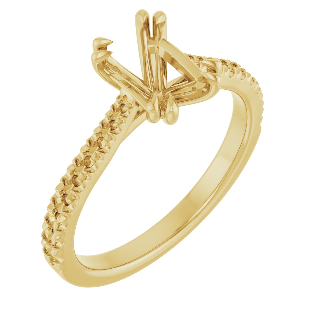 Double Claw-Prong Accented Engagement Ring