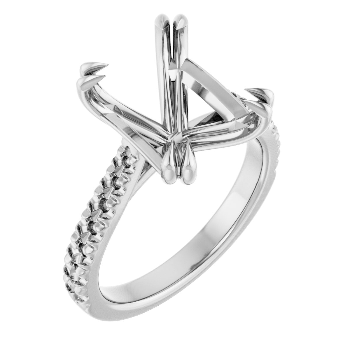 Double Claw-Prong Accented Engagement Ring