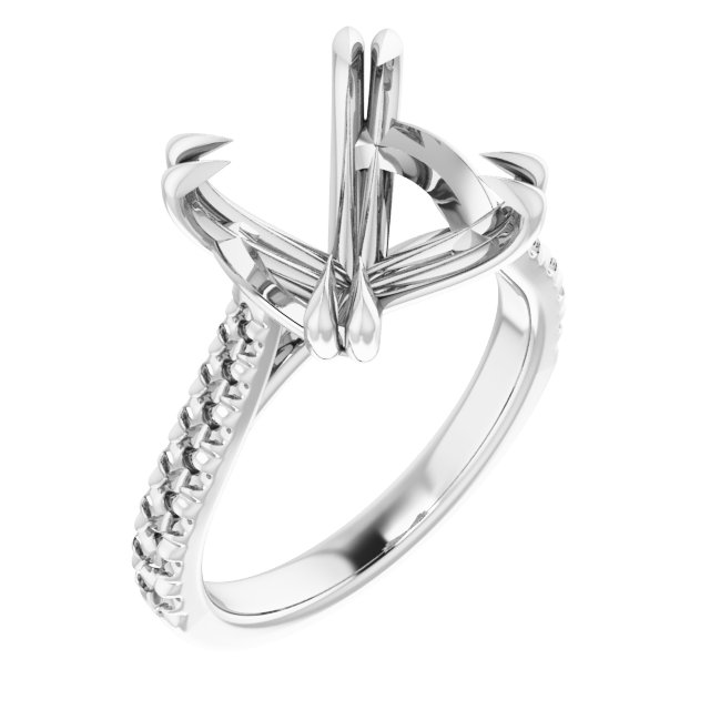 Double Claw-Prong Accented Engagement Ring