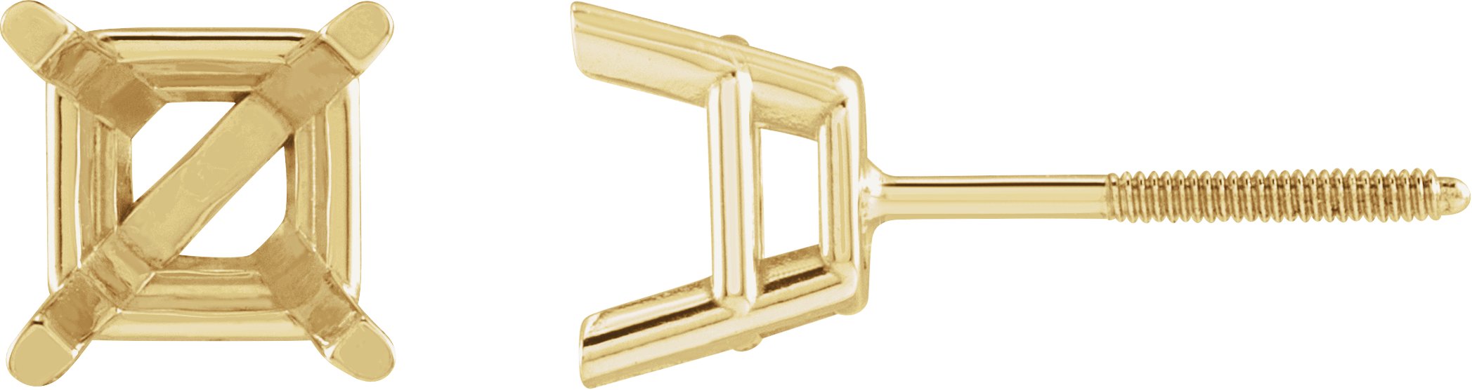Square 4-Prong Lightweight Stud Earrings