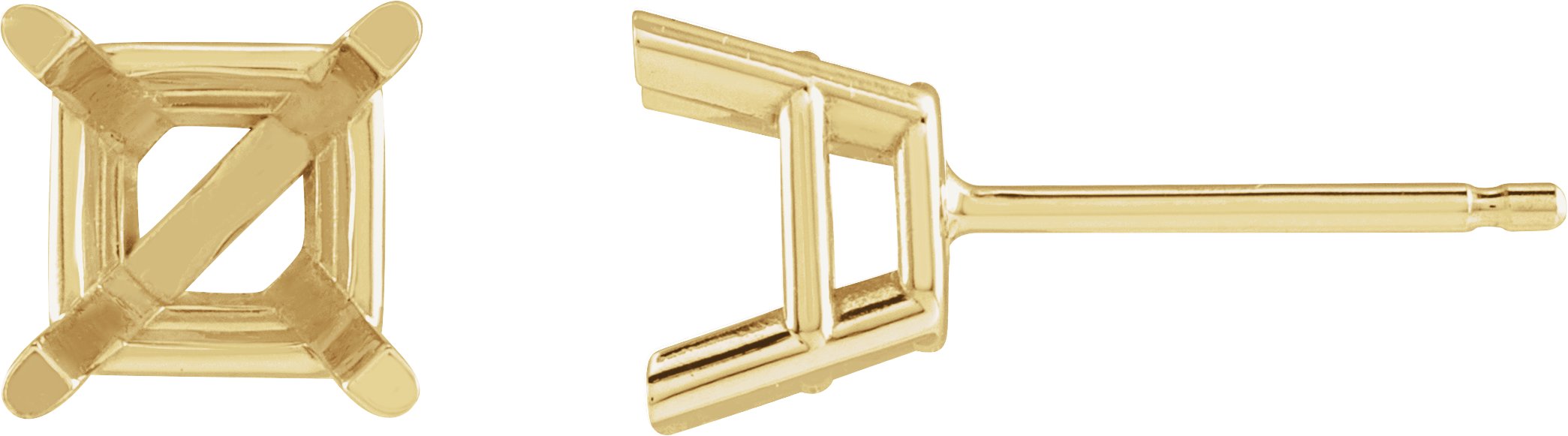 Square 4-Prong Lightweight Stud Earrings