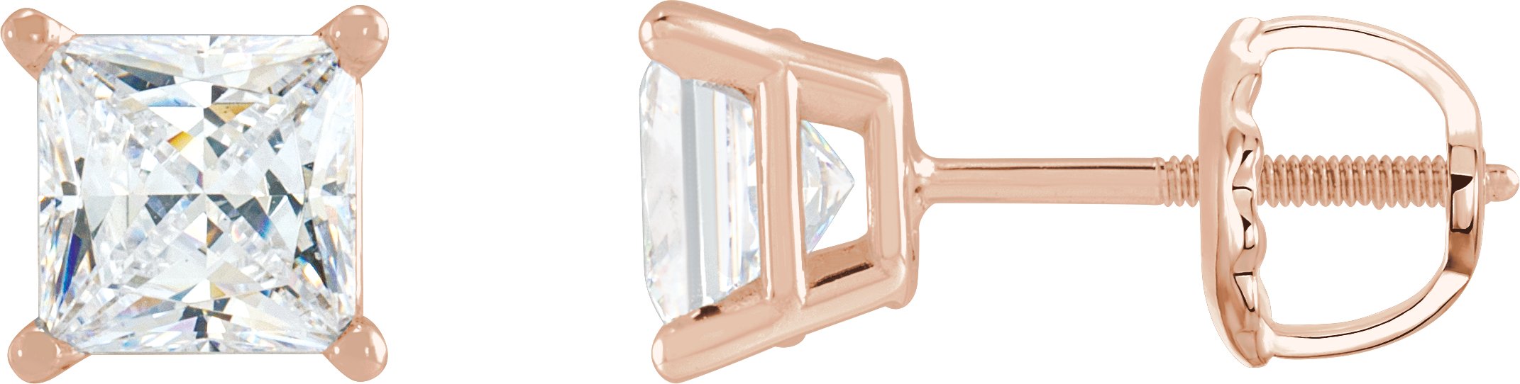 Square 4-Prong Lightweight Stud Earrings