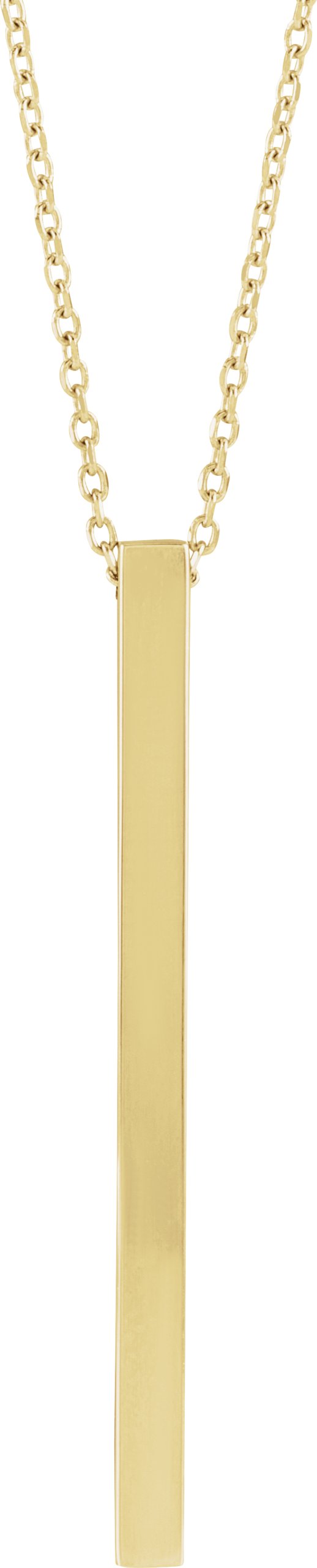 14K Yellow Engravable Four-Sided Bar 16-18" Necklace