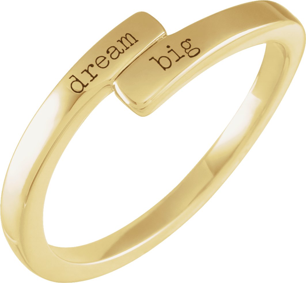 14K Yellow Engravable Bypass Ring