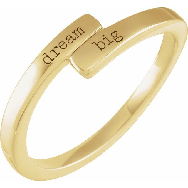 14K Yellow Engravable Bypass Ring