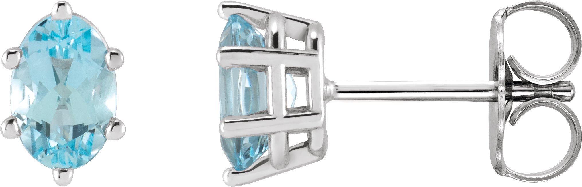 Oval 6-Prong Stud Earrings