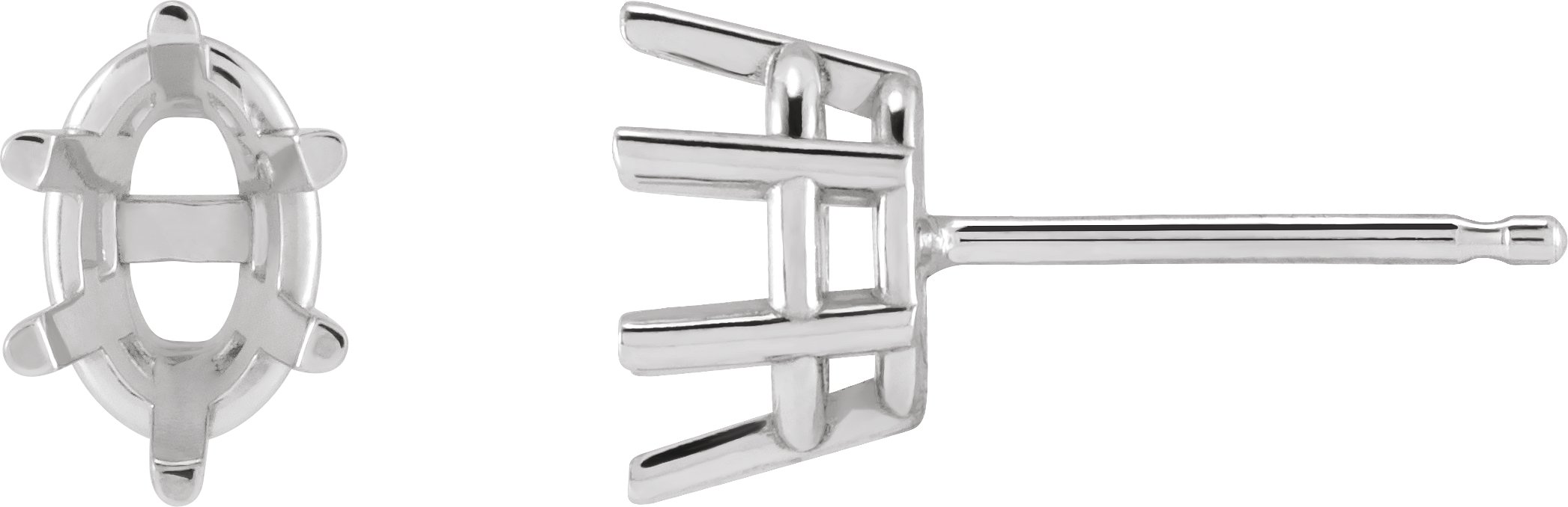 Oval 6-Prong Stud Earrings