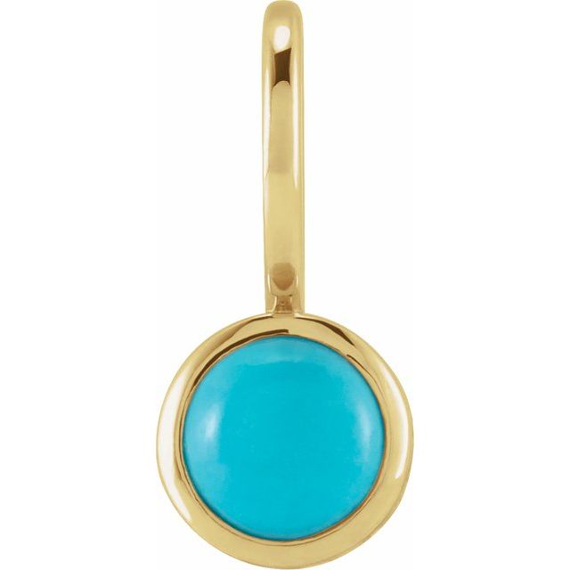 14K Yellow Natural Turquoise Charm/Pendant