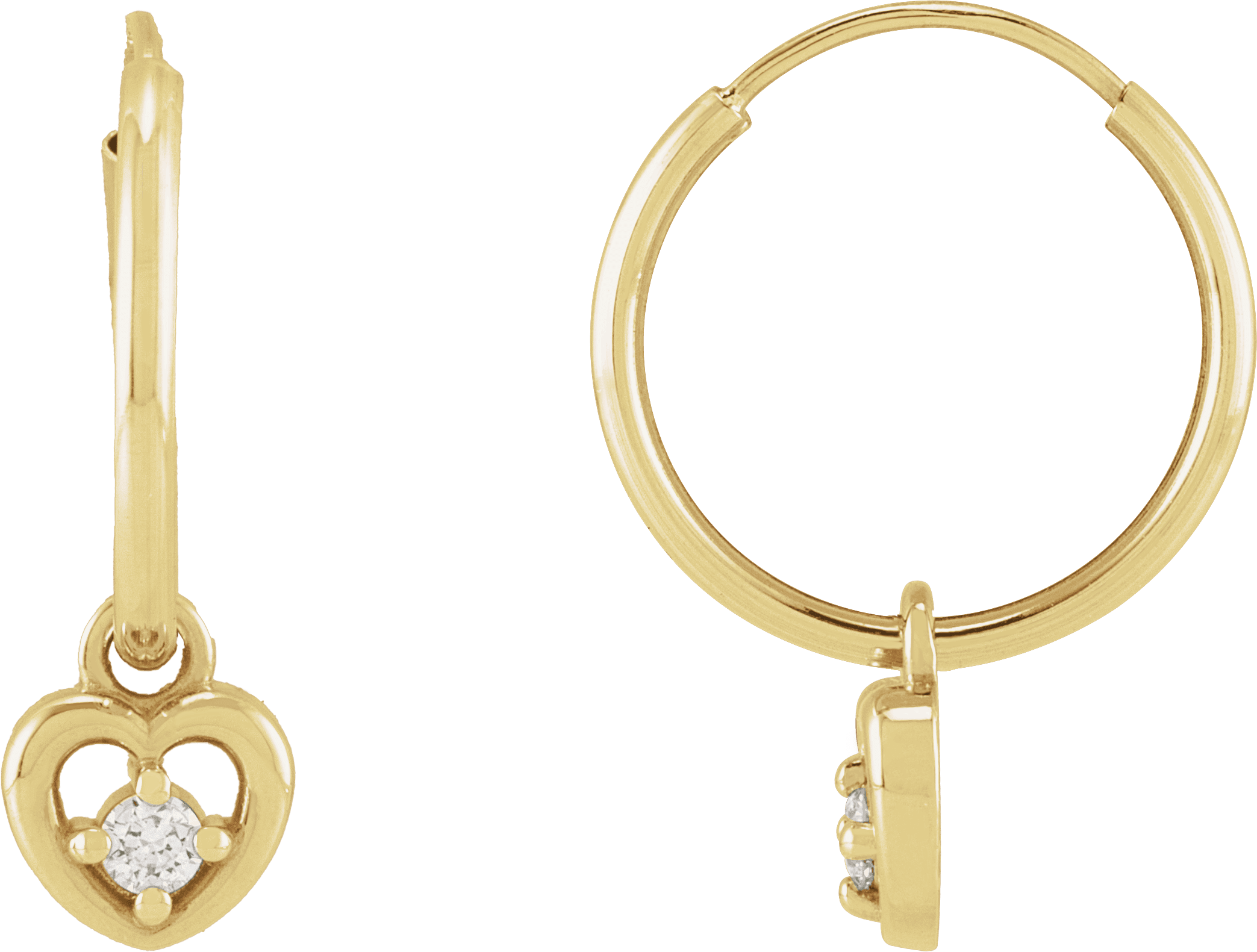 diamond heart hoop earrings