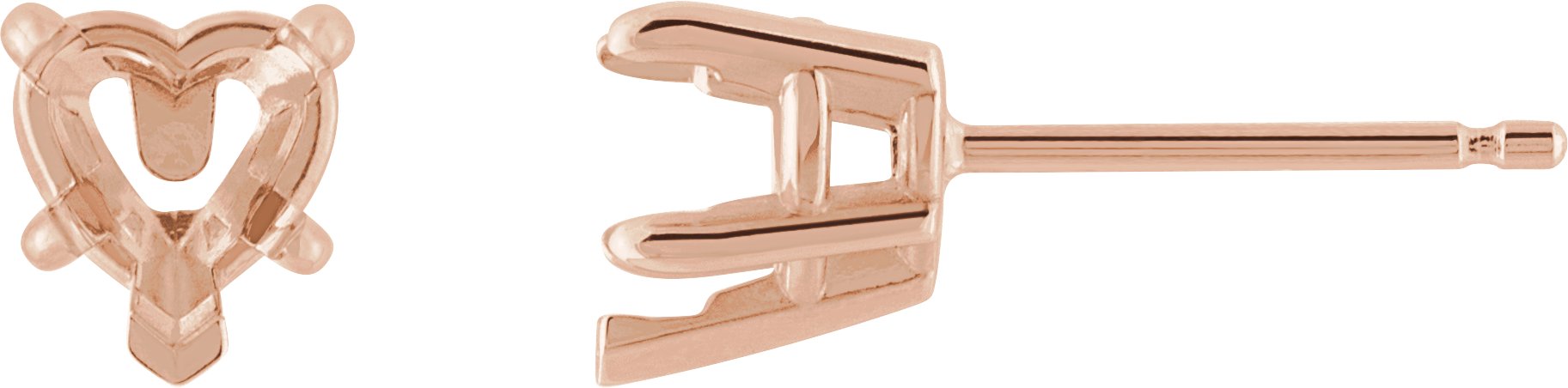 Heart 5-Prong Claw V-End Stud Earrings