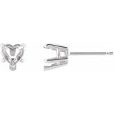 Heart 5-Prong Claw V-End Stud Earrings 