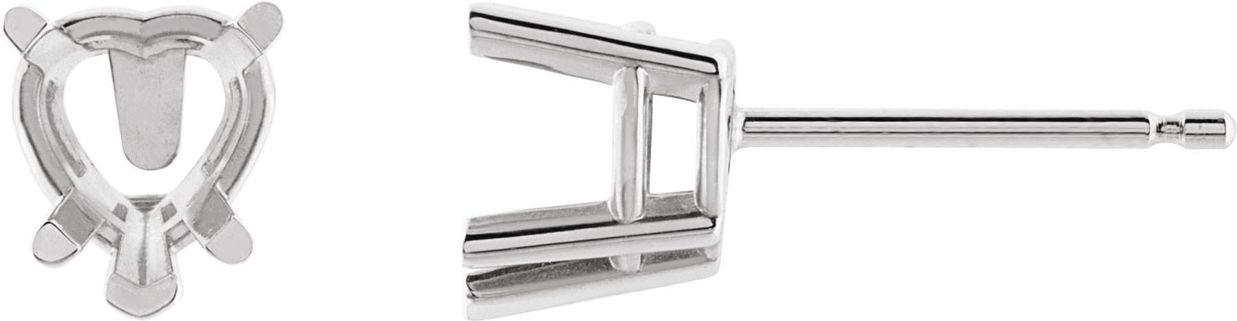 Heart 5-Prong V-End Stud Earrings
