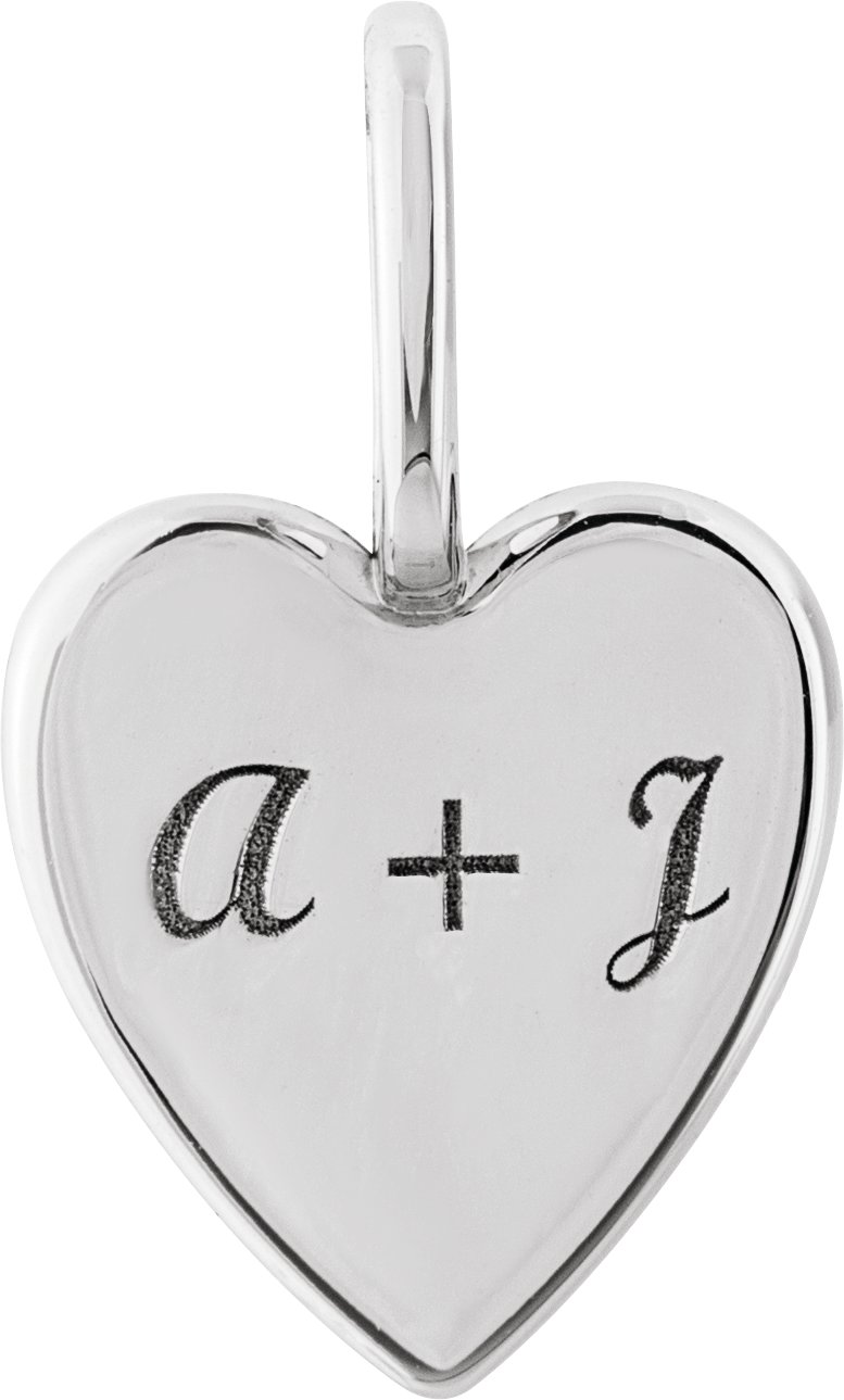 14K White Engravable Heart Charm/Pendant