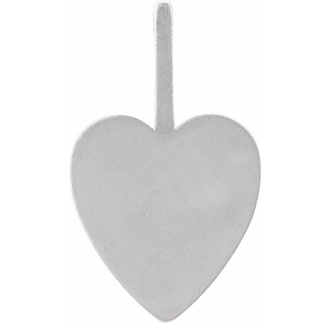 14K White Engravable Heart Pendant