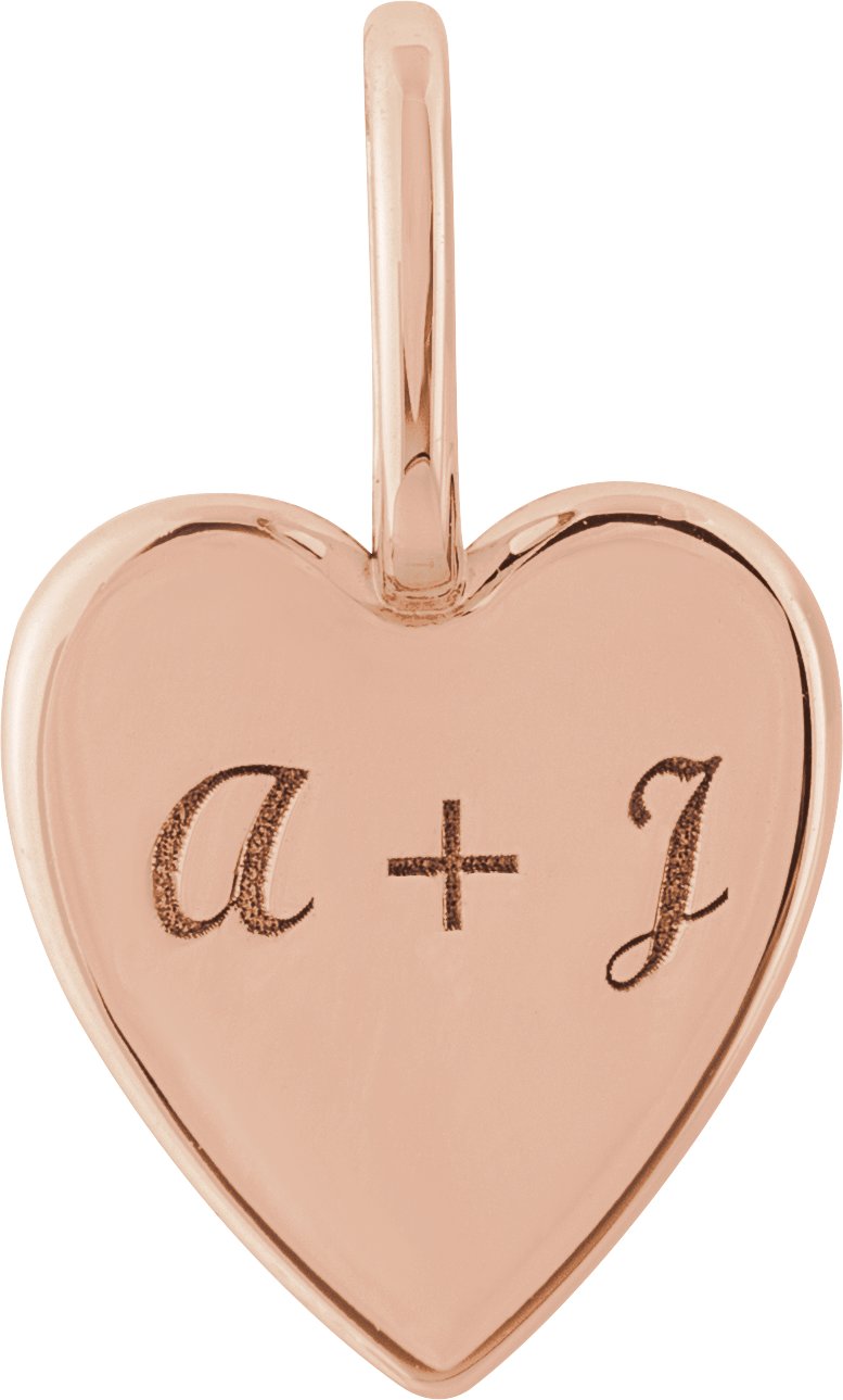 14K Rose Engravable Heart Pendant Ref 19498221