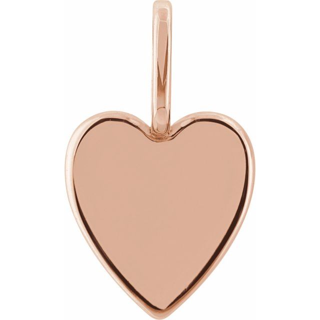 14K Rose Engravable Heart Charm/Pendant
