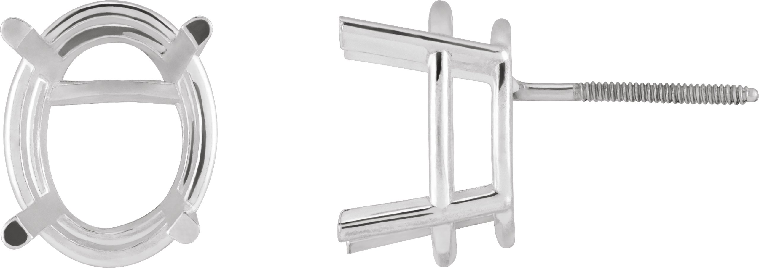 Oval 4-Prong Stud Earrings