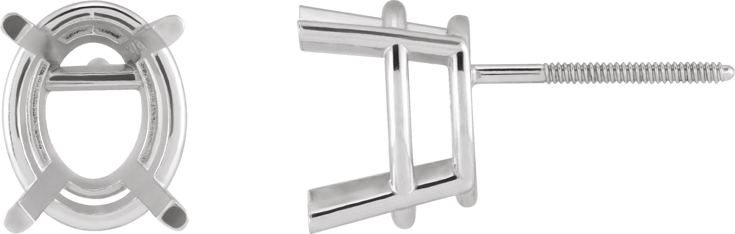 Oval 4-Prong Stud Earrings