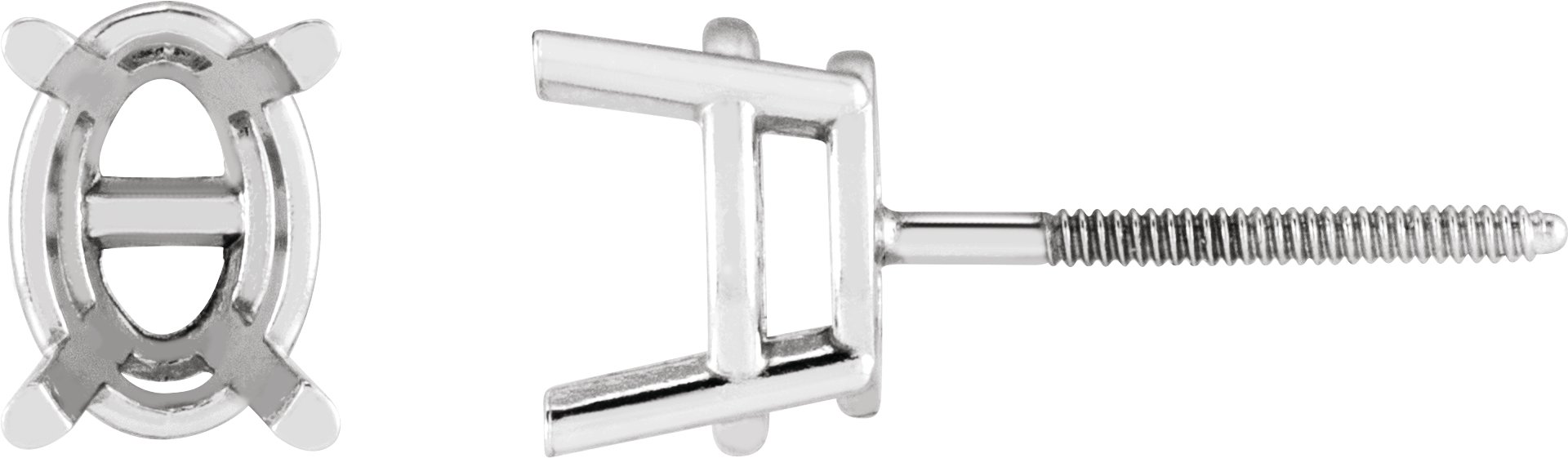 Oval 4-Prong Stud Earrings