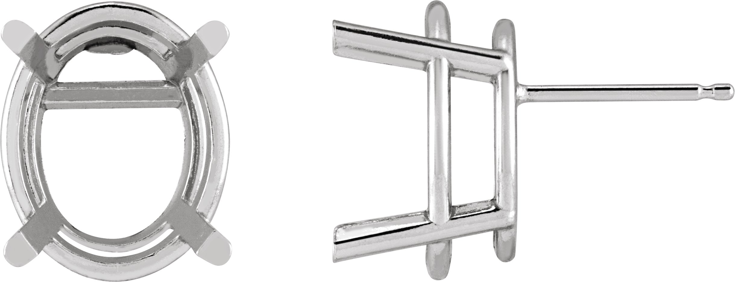 Oval 4-Prong Stud Earrings