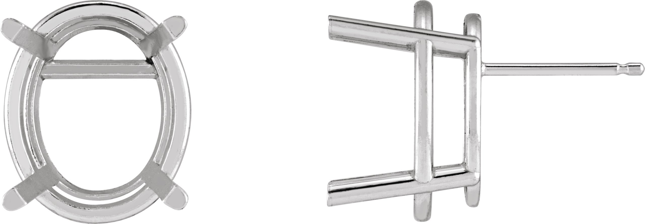 Oval 4-Prong Stud Earrings