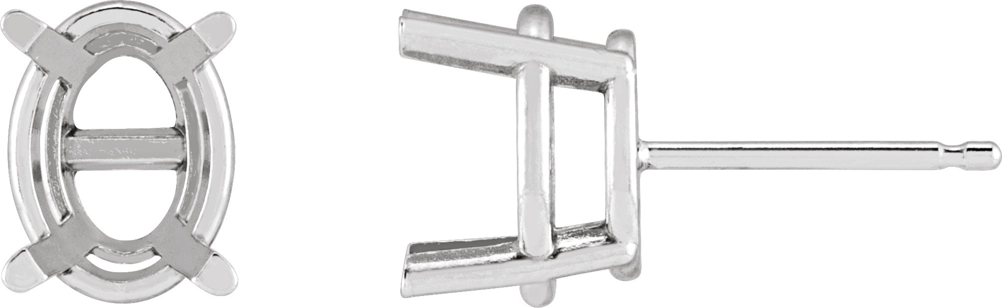 Oval 4-Prong Stud Earrings