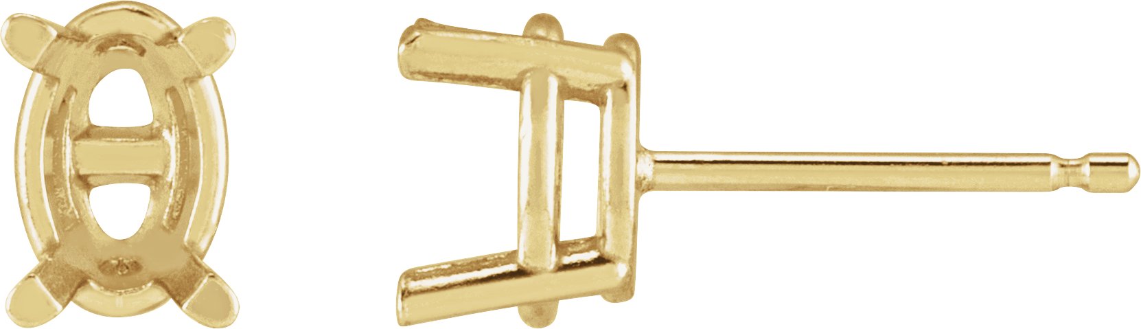 Oval 4-Prong Stud Earrings
