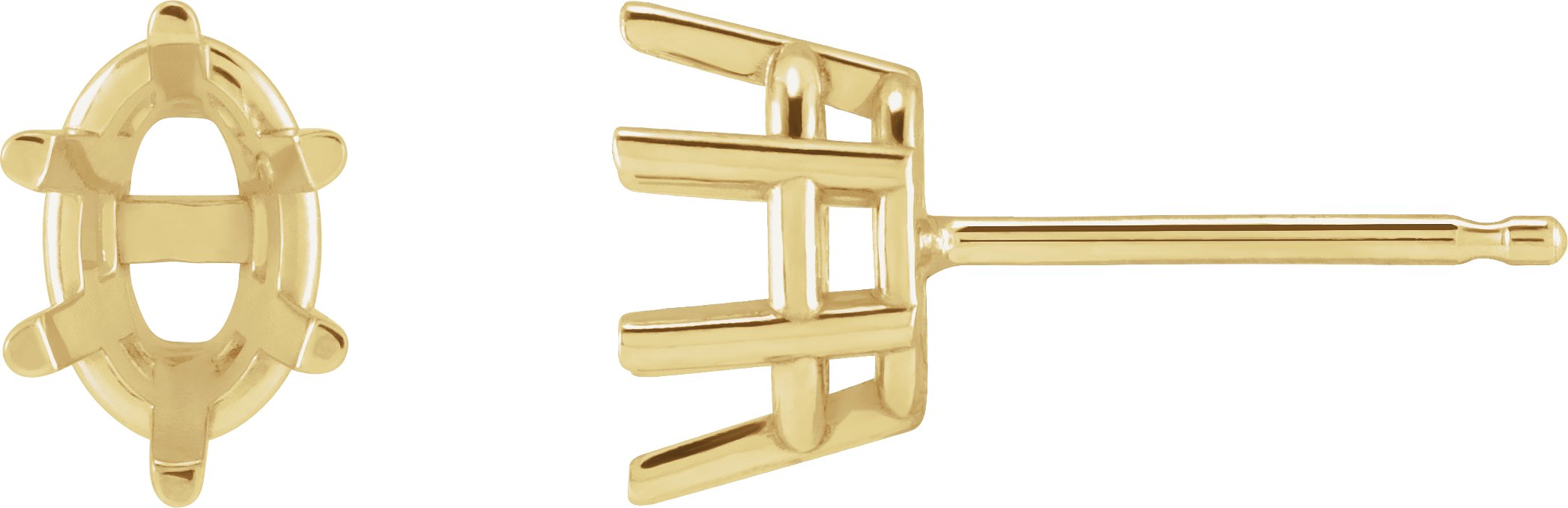 Oval 6-Prong Stud Earrings
