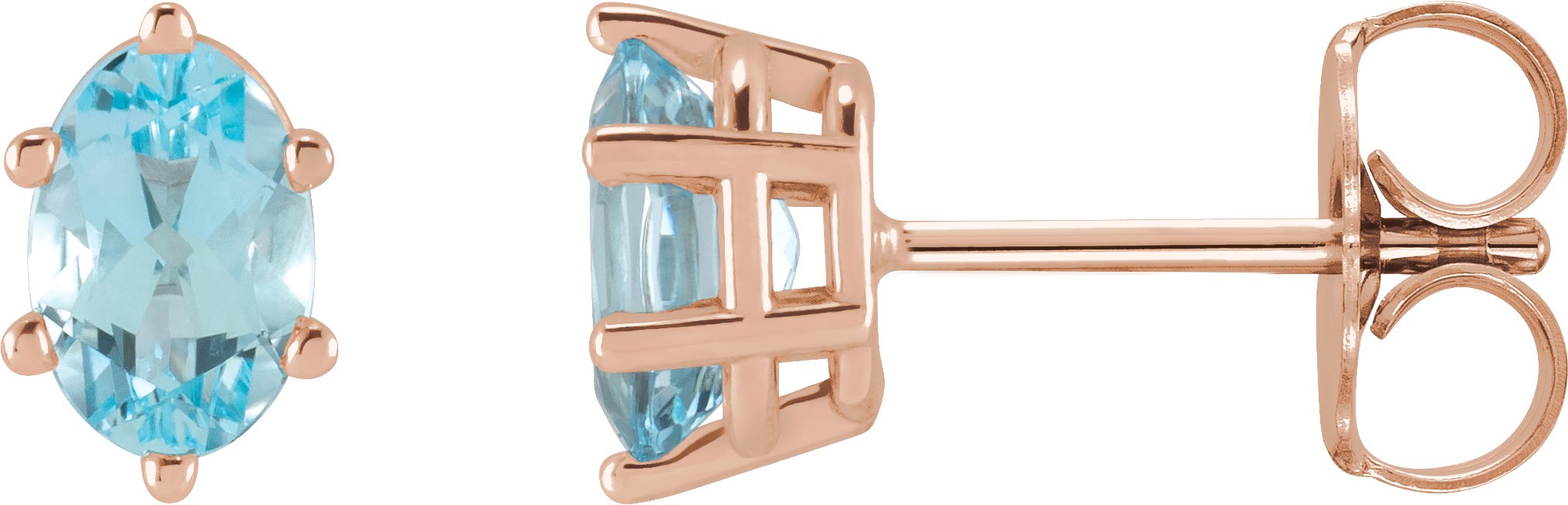 Oval 6-Prong Stud Earrings