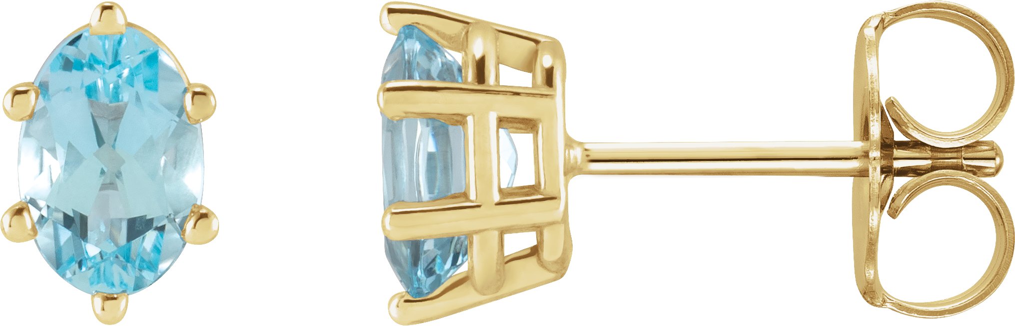 Oval 6-Prong Stud Earrings
